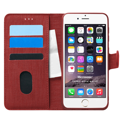 Microsonic Apple iPhone 6S Kılıf Fabric Book Wallet Kırmızı