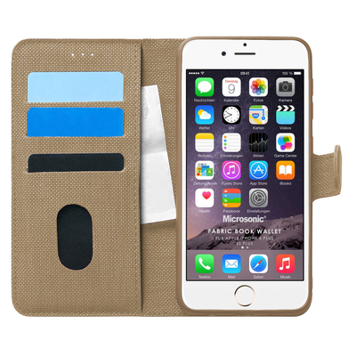 Microsonic Apple iPhone 6S Plus Kılıf Fabric Book Wallet Gold