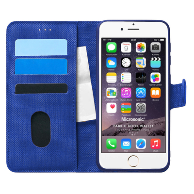 Microsonic Apple iPhone 6S Plus Kılıf Fabric Book Wallet Lacivert