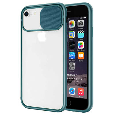 Microsonic Apple iPhone 6S Kılıf Slide Camera Lens Protection Koyu Yeşil