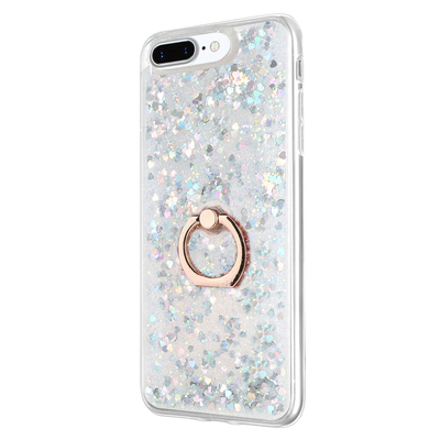 Microsonic Apple iPhone 7 Plus Kılıf Glitter Liquid Holder Gümüş