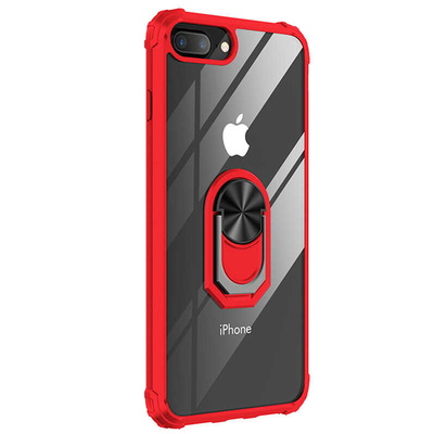 Microsonic Apple iPhone 7 Plus Kılıf Grande Clear Ring Holder Kırmızı