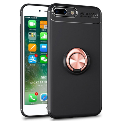Microsonic Apple iPhone 7 Plus Kılıf Kickstand Ring Holder Siyah Rose
