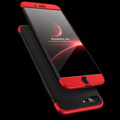 Microsonic Apple iPhone 7 Plus Kılıf Double Dip 360 Protective Siyah Kırmızı