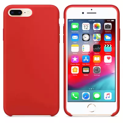 Microsonic Apple iPhone 7 Plus Kılıf Liquid Lansman Silikon Kırmızı