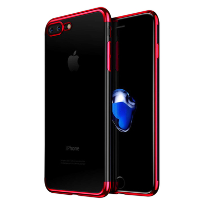 Microsonic Apple iPhone 7 Plus Kılıf Skyfall Transparent Clear Kırmızı