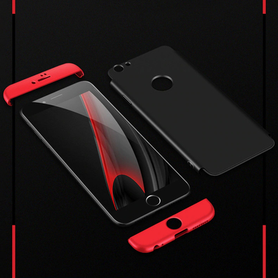Microsonic Apple iPhone 8 Kılıf Double Dip 360 Protective AYS Siyah - Kırmızı