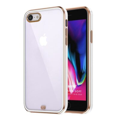 Microsonic Apple iPhone 8 Kılıf Laser Plated Soft Beyaz