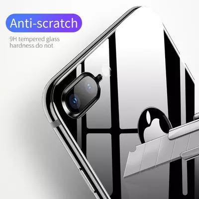 Microsonic Apple iPhone 8 Plus Arka Tam Kaplayan Temperli Cam Koruyucu Siyah