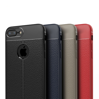Microsonic Apple iPhone 8 Plus Kılıf Deri Dokulu Silikon Kırmızı