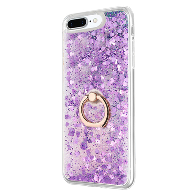 Microsonic Apple iPhone 8 Plus Kılıf Glitter Liquid Holder Mor