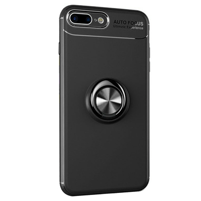 Microsonic Apple iPhone 8 Plus Kılıf Kickstand Ring Holder Siyah