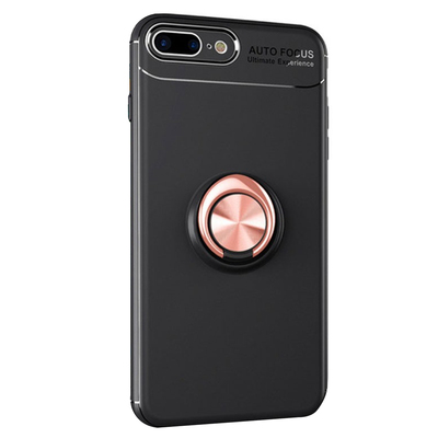Microsonic Apple iPhone 8 Plus Kılıf Kickstand Ring Holder Siyah Rose