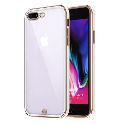 Microsonic Apple iPhone 8 Plus Kılıf Laser Plated Soft Beyaz