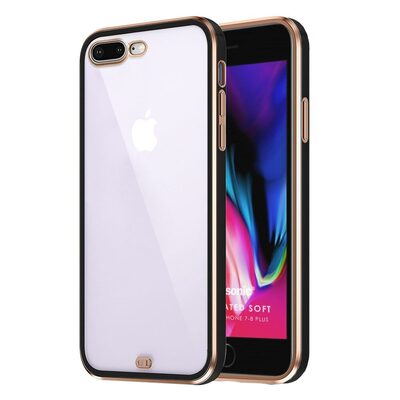 Microsonic Apple iPhone 8 Plus Kılıf Laser Plated Soft Siyah