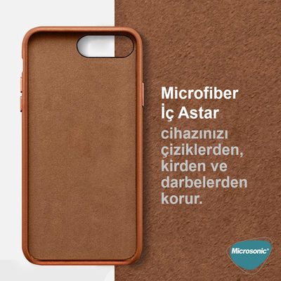 Microsonic Apple iPhone 8 Plus Kılıf Luxury Leather Kahverengi