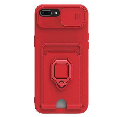 Microsonic Apple iPhone 8 Plus Kılıf Multifunction Silicone Kırmızı