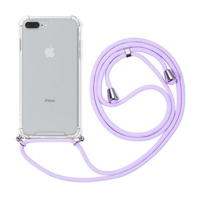 Microsonic Apple iPhone 8 Plus Kılıf Neck Lanyard Lila