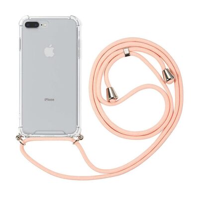 Microsonic Apple iPhone 8 Plus Kılıf Neck Lanyard Rose Gold