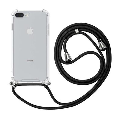 Microsonic Apple iPhone 8 Plus Kılıf Neck Lanyard Siyah