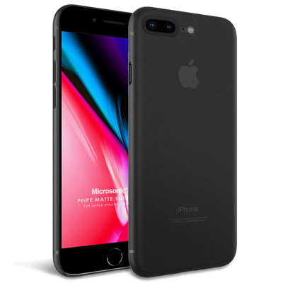 Microsonic Apple iPhone 8 Plus Kılıf Peipe Matte Silicone Siyah
