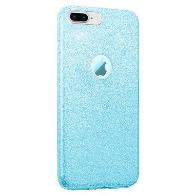Microsonic Apple iPhone 8 Plus Kılıf Sparkle Shiny Mavi