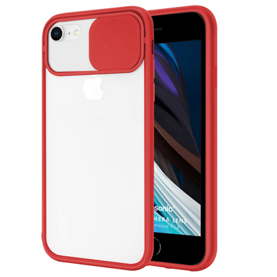 Microsonic Apple iPhone 8 Kılıf Slide Camera Lens Protection Kırmızı