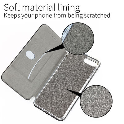 Microsonic Apple iPhone 8 Klııf Slim Leather Design Flip Cover Gümüş