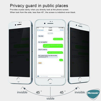 Microsonic Apple iPhone SE 2020 Invisible Privacy Kavisli Ekran Koruyucu Beyaz