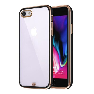 Microsonic Apple iPhone SE 2020 Kılıf Laser Plated Soft Siyah