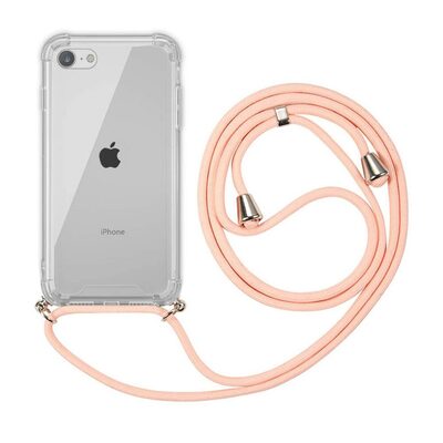 Microsonic Apple iPhone SE 2020 Kılıf Neck Lanyard Rose Gold