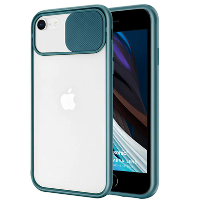 Microsonic Apple iPhone SE 2020 Kılıf Slide Camera Lens Protection Koyu Yeşil
