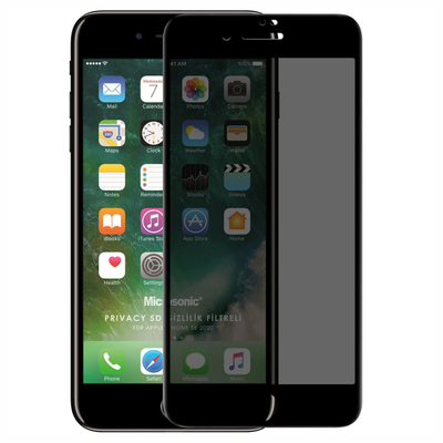Microsonic Apple iPhone SE 2022 Invisible Privacy Kavisli Ekran Koruyucu Siyah