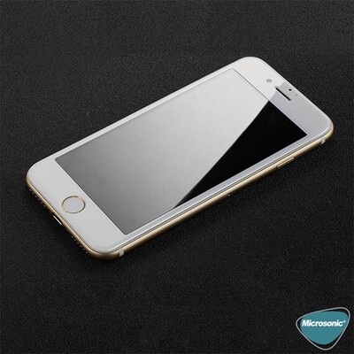 Microsonic Apple iPhone SE 2022 Kavisli Temperli Cam Ekran Koruyucu Film Beyaz