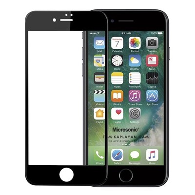 Microsonic Apple iPhone SE 2022 Kavisli Temperli Cam Ekran Koruyucu Film Siyah