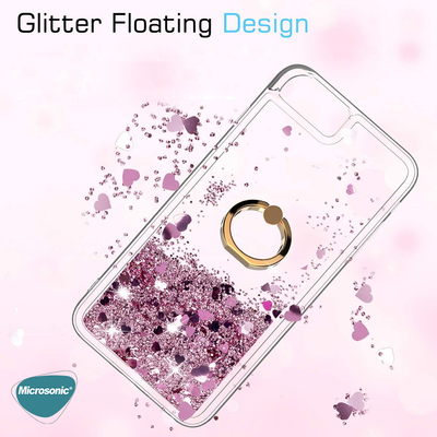 Microsonic Apple iPhone SE 2022 Kılıf Glitter Liquid Holder Mor