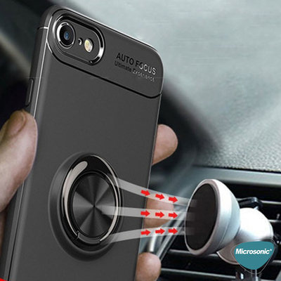 Microsonic Apple iPhone SE 2022 Kılıf Kickstand Ring Holder Siyah