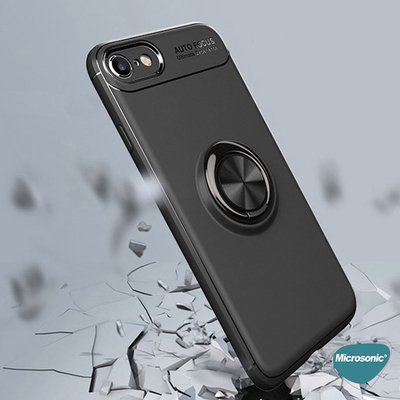 Microsonic Apple iPhone SE 2022 Kılıf Kickstand Ring Holder Siyah Rose