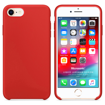 Microsonic Apple iPhone SE 2022 Kılıf Liquid Lansman Silikon Kırmızı