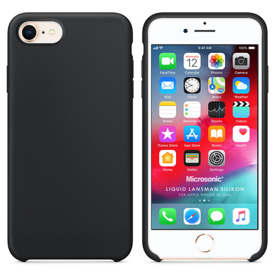 Microsonic Apple iPhone SE 2022 Kılıf Liquid Lansman Silikon Siyah