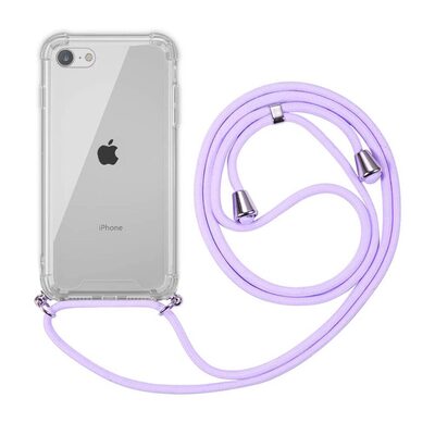 Microsonic Apple iPhone SE 2022 Kılıf Neck Lanyard Lila