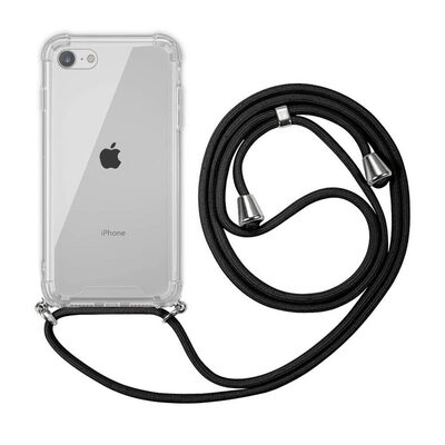 Microsonic Apple iPhone SE 2022 Kılıf Neck Lanyard Siyah