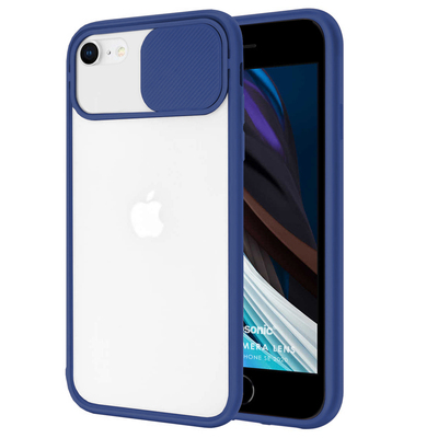Microsonic Apple iPhone SE 2022 Kılıf Slide Camera Lens Protection Lacivert