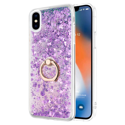 Microsonic Apple iPhone X Kılıf Glitter Liquid Holder Mor