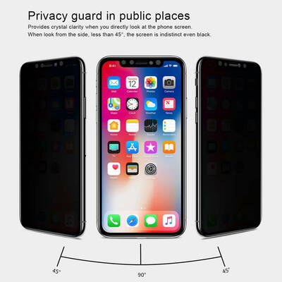 Microsonic Apple iPhone X Invisible Privacy Kavisli Ekran Koruyucu Siyah
