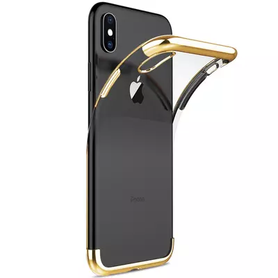 Microsonic Apple iPhone X Kılıf Skyfall Transparent Clear Gold