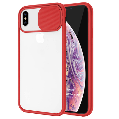 Microsonic Apple iPhone X Kılıf Slide Camera Lens Protection Kırmızı