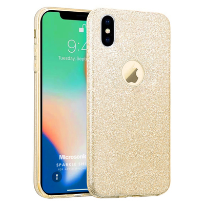 Microsonic Apple iPhone X Kılıf Sparkle Shiny Gold