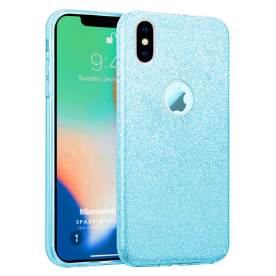 Microsonic Apple iPhone X Kılıf Sparkle Shiny Mavi