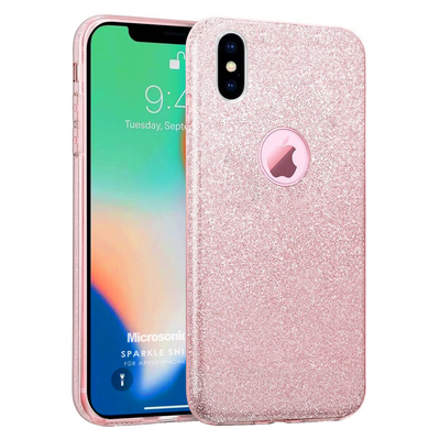 Microsonic Apple iPhone X Kılıf Sparkle Shiny Rose Gold